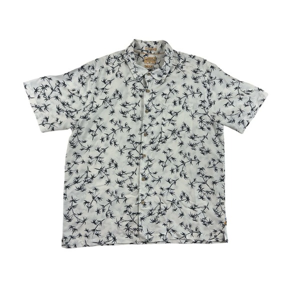 Quiksilver Waterman Comfort Fit Men White Button Up Short Sleeve‎ Shirt Sz XL - Picture 1 of 7